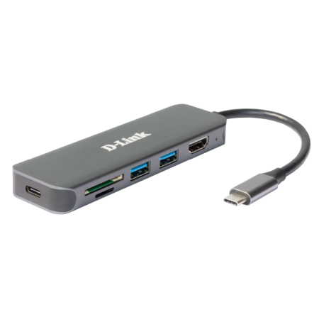 D-Link DUB-2327 6-in-1 USB-C Hub with HDMI, SD/microSD card reader and power delivery, 1* USB-C connector, 1* HDMI Port, 2* USB 